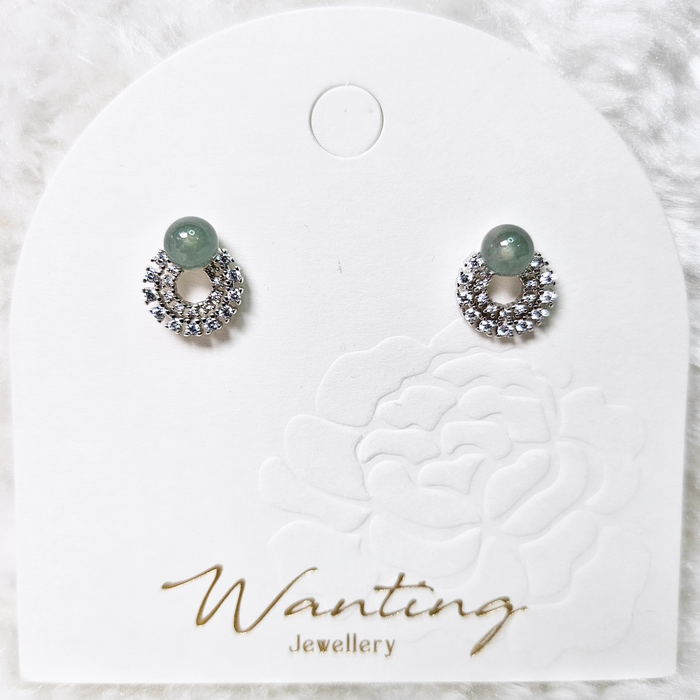 Icy Green Myanmar Bead Stud