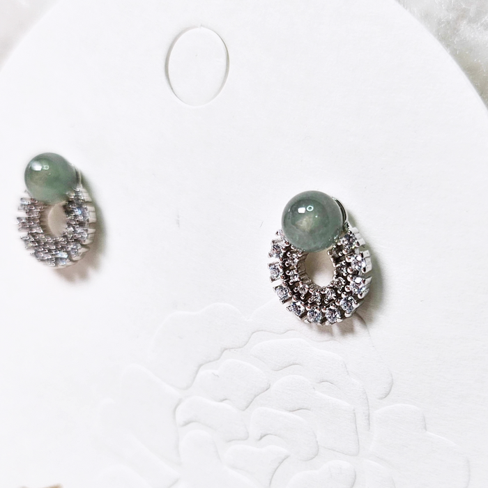 Icy Green Myanmar Bead Stud