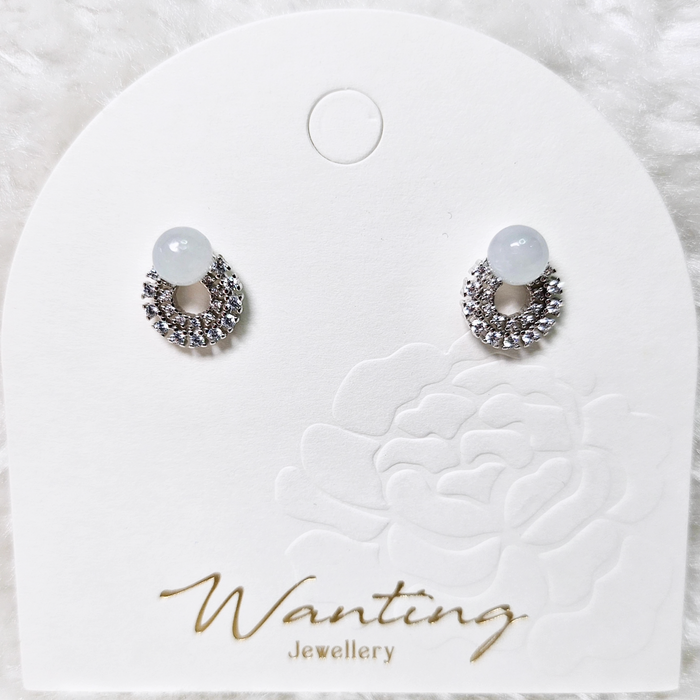 White Myanmar Bead Stud