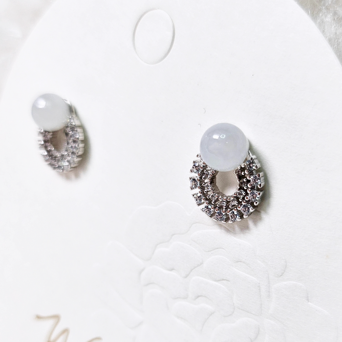 White Myanmar Bead Stud