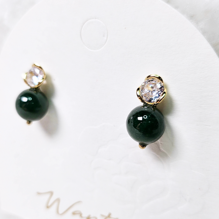Emerald Green Myanmar Bead Earring