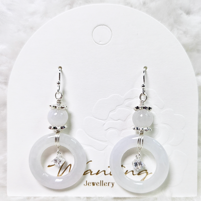 White Myanmar Donut Earrings