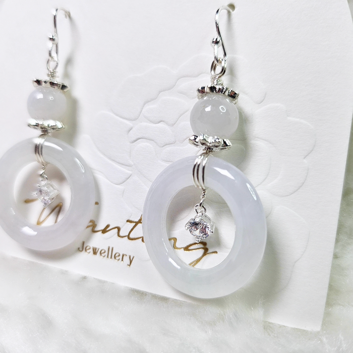 White Myanmar Donut Earrings