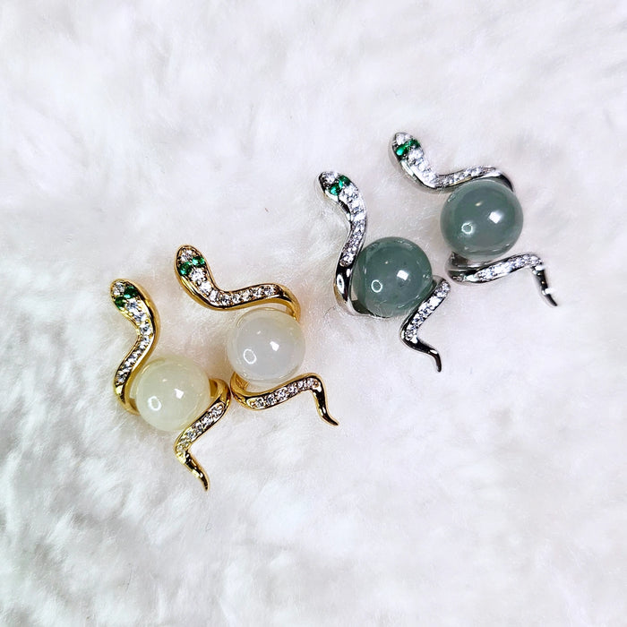 Serpent Jadeite Earrings