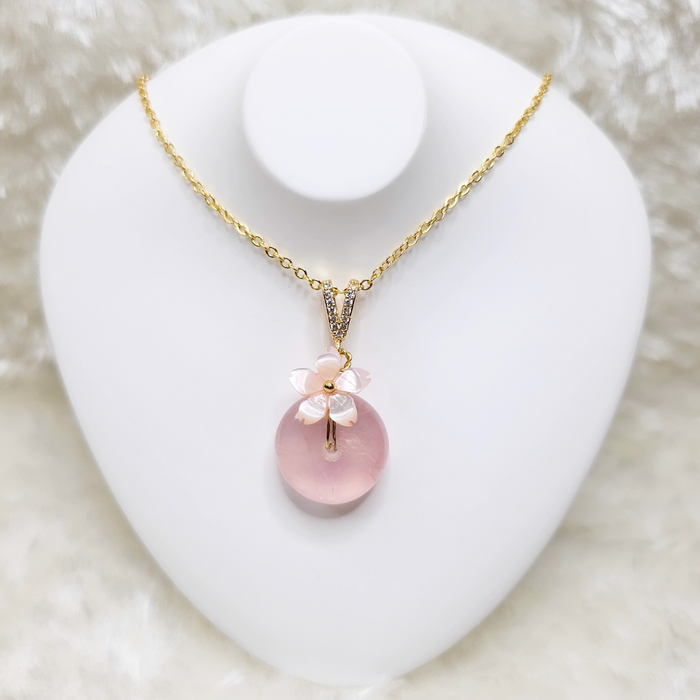 Rose Quartz Donut Necklace