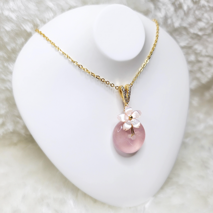 Rose Quartz Donut Necklace