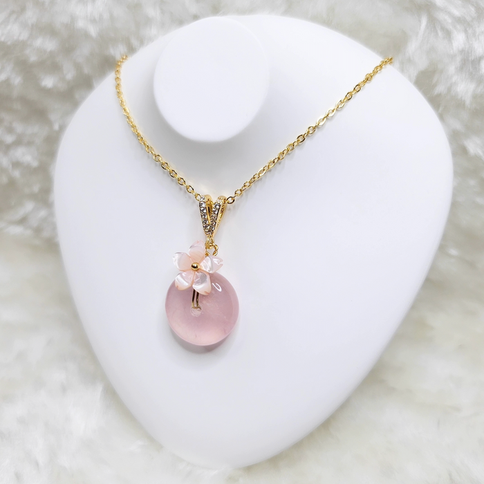 Rose Quartz Donut Necklace