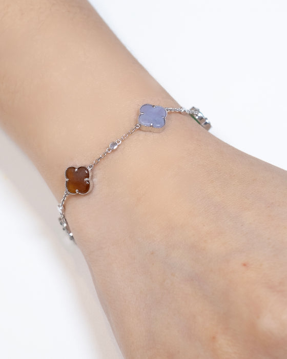 Iris Rainbow Clover Bracelet - 18K White Gold with 5 Clovers