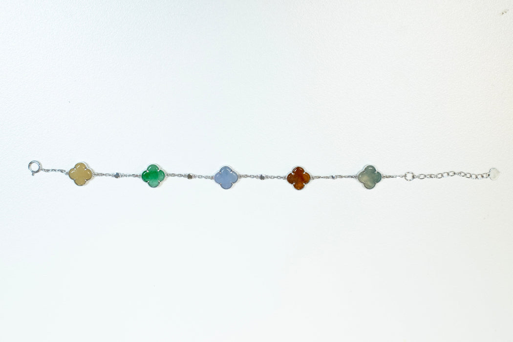 Iris Rainbow Clover Bracelet - 18K White Gold with 5 Clovers
