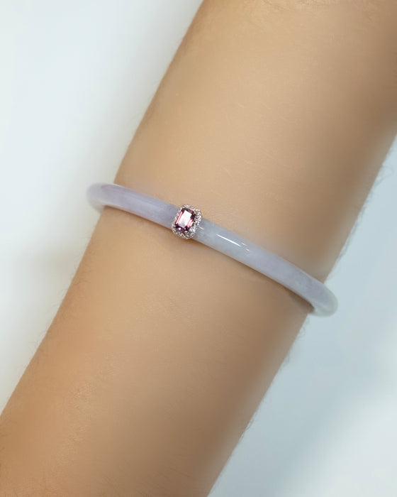 Bella Jadeite Bangle - Lavender Chuncai Bangle with 18K Sapphire & Diamond