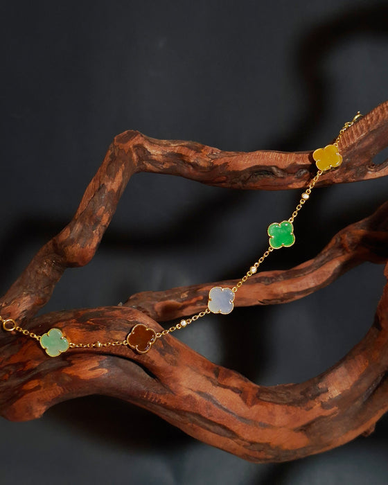 Iris Rainbow Clover Bracelet - 18K Yellow Gold with 5 Clovers (No1)