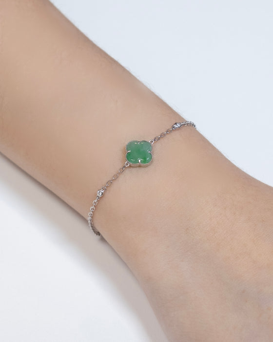 Iris Green Clover Bracelet - S925 with Cubic Zirconia