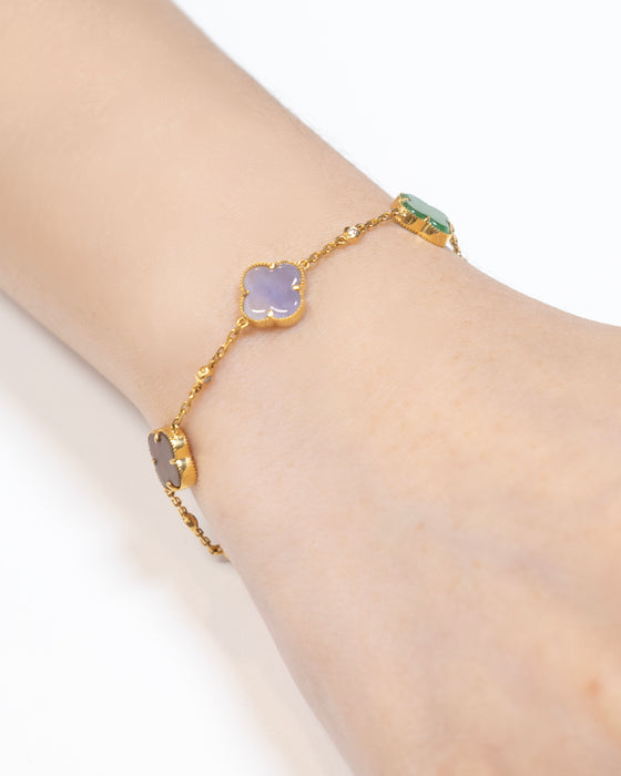 Iris Rainbow Clover Bracelet - 18K Yellow Gold with 5 Clovers (No1)