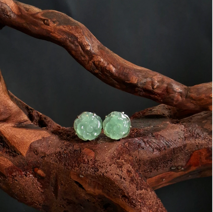 Icy Apple Green Flower Earstuds
