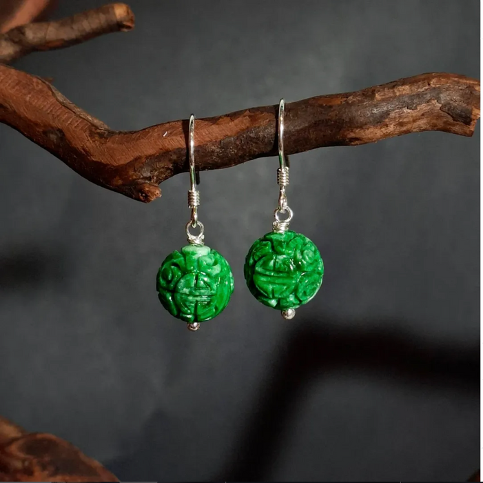 Spicy Imperial Green Craved Bead Dangle