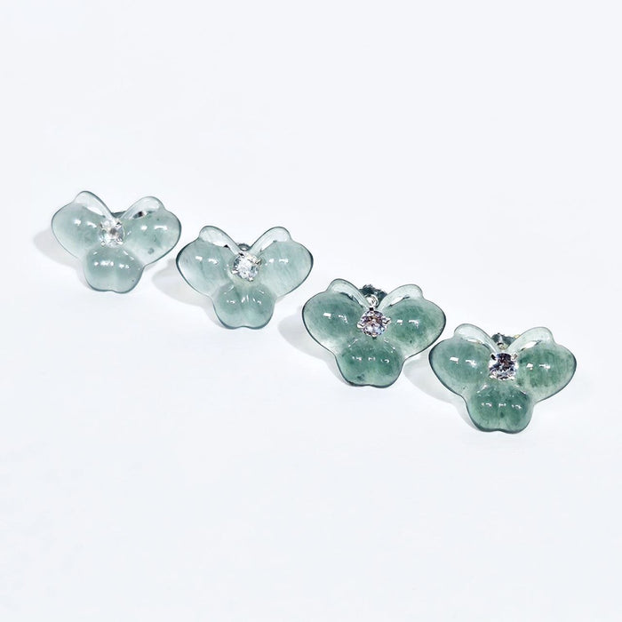 Blue Water and Green Butterfly Studs