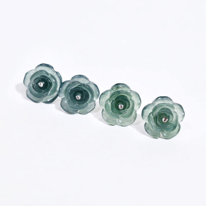 Blue Water and Green Rose Jadeite Studs