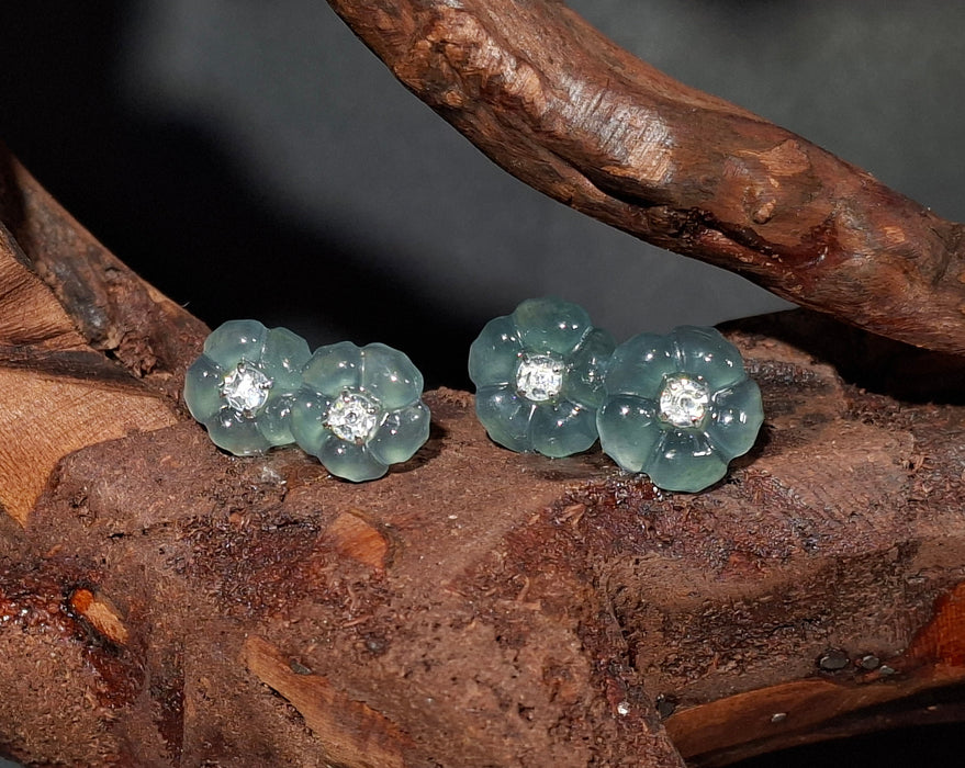 Plum Flower Jadeite Studs