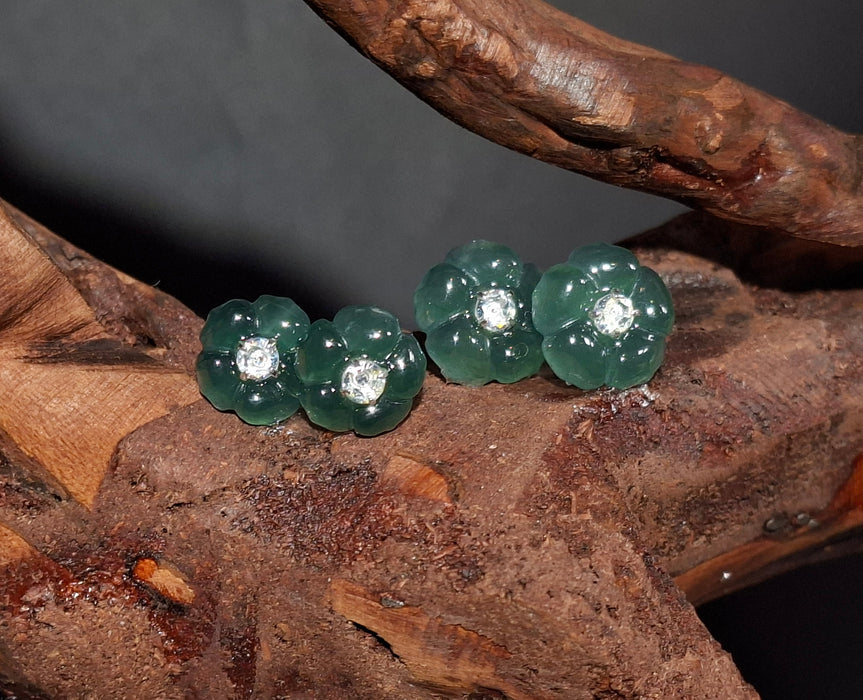 Plum Flower Jadeite Studs