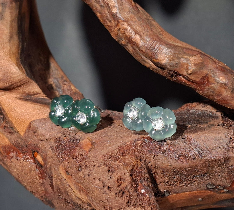 Plum Flower Jadeite Studs