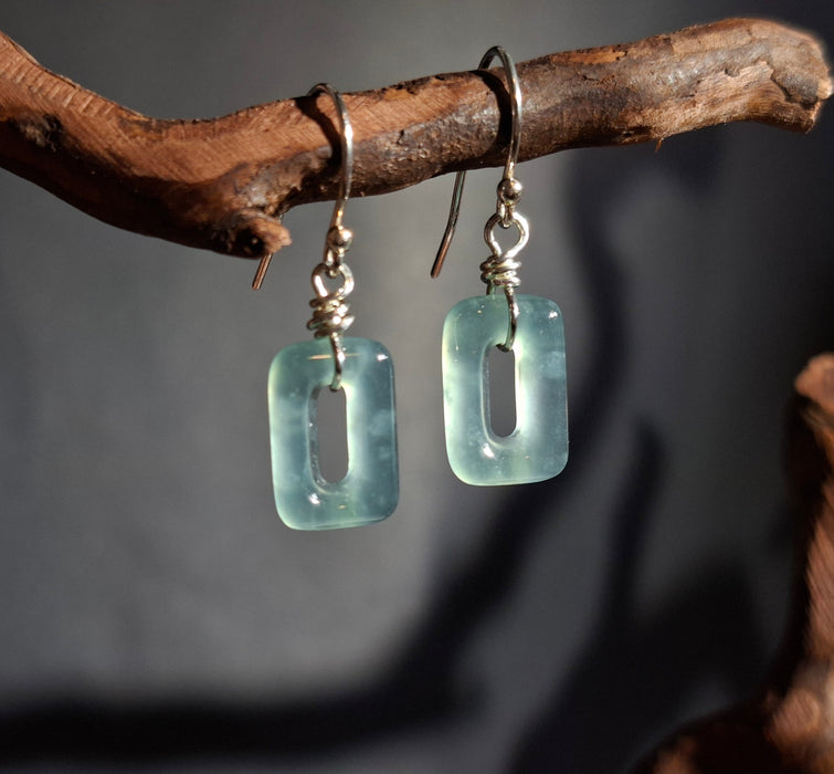 Blue Water Rectangle Dangle Earrings